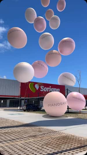 Squishy Balls Fall From the Sky in a fake-out-of-home ad of Manosanta