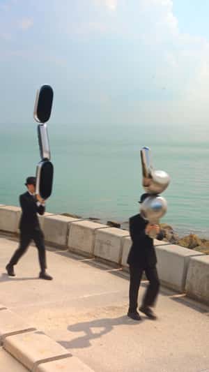 A parade of giant AIoT gadgets fake out of home ad of Xiaomi