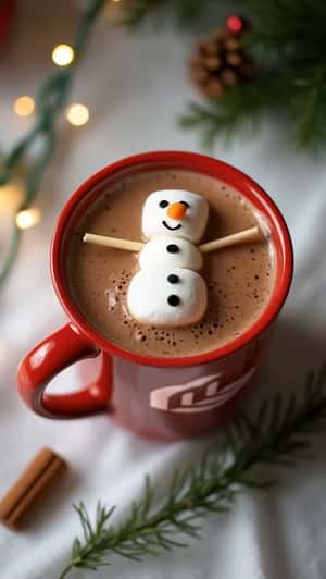 Marshmallow Snowman on Mug in a fake-out-of-home ad of Moving Bits