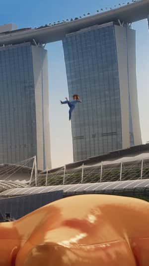Inflatable Star Inflates on River in a fake-out-of-home ad of Jetstar Asia