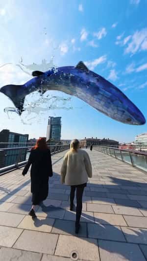 Fish Sculpture Leaps in a fake-out-of-home ad of Visit Belfast