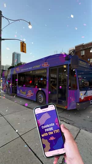 Smartphone Changes Bus Theme in a fake-out-of-home ad of Toronto Transit Commission