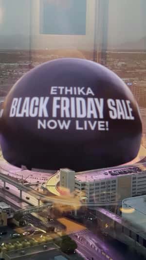 Black Friday Sale Ad on Sphere in a fake-out-of-home ad of Ethika