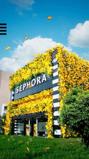 Sephora Yellow Flowers Blooming in a fake-out-of-home ad of Sephora