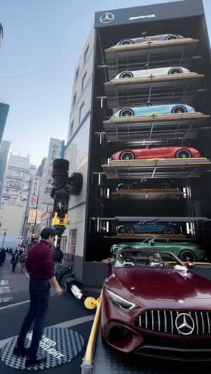 Customization Factory Tokyo in fake-out-of-home ad of Mercedes AMG