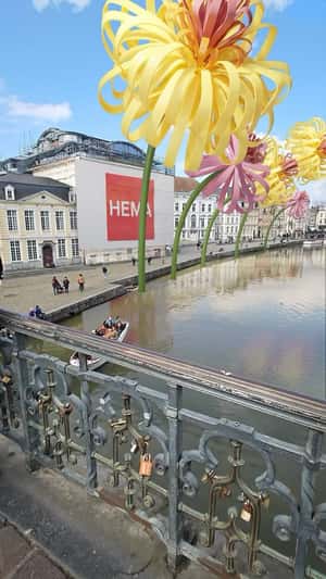Paper Flowers Bloom on Riverside in a fake-out-of-home ad of HEMA