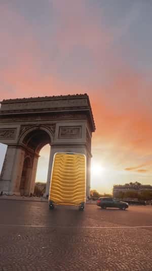 Suitcases Rolling on Streets in a fake-out-of-home ad of Samsonite