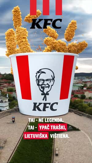 Chicken Bucket Fell on Tower in a fake-out-of-home ad of KFC