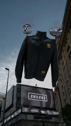 Logo Drones Carrying Athletic Jacket in a fake-out-of-home ad of The Line