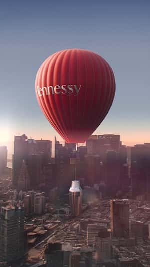 Hot Air Balloon Shaker Delivery in a fake-out-of-home ad of Hennessy
