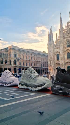 Shoes Roll On Red Carpet in a fake-out-of-home ad of Skechers