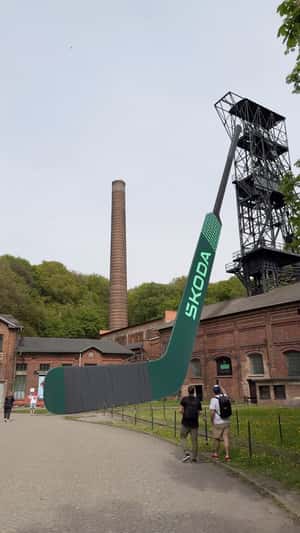 Giant Hockey Stick in fake-out-of-home ad of Škoda Auto