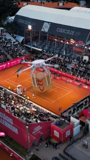 Drone Delivers Trophy on Tennis Court in a fake-out-of-home ad of CTT