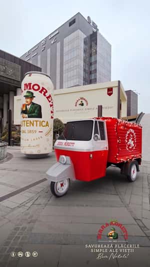 Beer in Can Emerges from 3D Screen in a fake-out-of-home ad of Birra Moretti