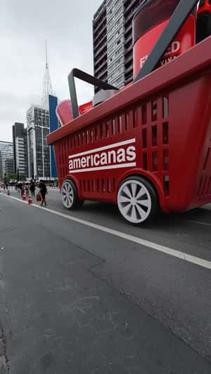 Grocery-filled Basket Lands in a fake-out-of-home ad of Americanas