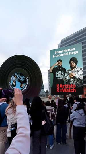 Vinyl Record Rolling on the Street in a fake-out-of-home ad of Amazon Music