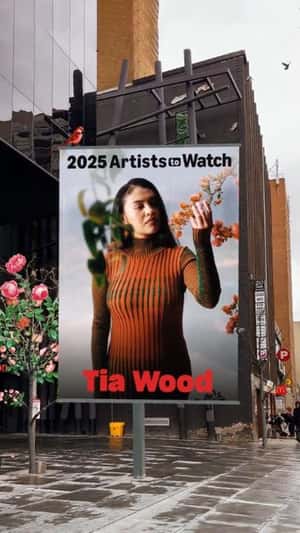 Flowers Bloom on Bare Trees on Street in a fake-out-of-home ad of Amazon Music