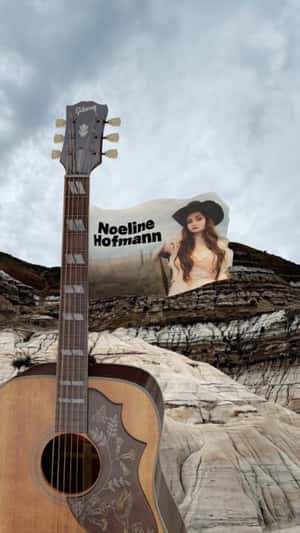Guitar Stands on Canyon in a fake-out-of-home ad of Amazon Music