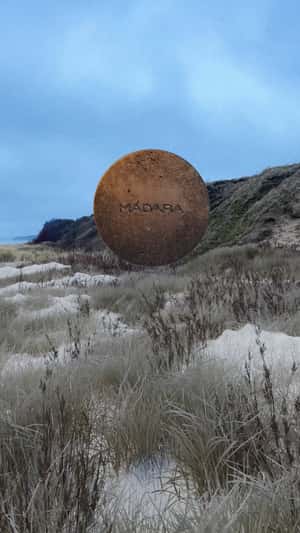 Floating Foundation Sparkles On Dry Grass in a fake-out-of-home ad of MÁDARA