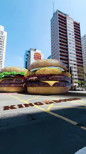 Inflatable Burger Turns to Real Burger in a fake-out-of-home ad of Burger King