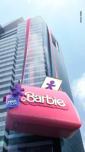 Barbie Handbag Hanging on Skyscraper in a fake-out-of-home ad of Vivo