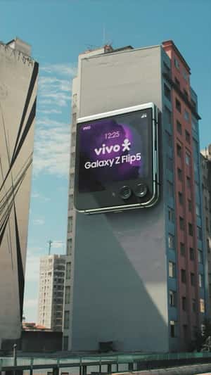Hanging Flip Phone Opens in a fake-out-of-home ad of Vivo