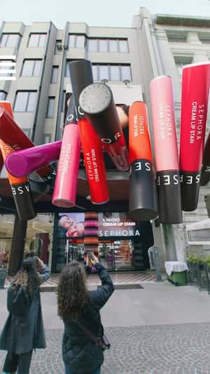 Lip Stain Emerges in Various Shade in a fake-out-of-home ad of Sephora