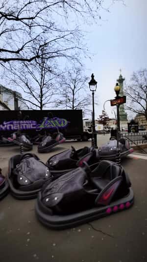 Shoe Bump Cars Emerge from Paris Metro Stairs in a fake-out-of-home ad of Nike