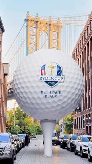 Golf Balls Flight in New York Skyline in a fake-out-of-home-ad of Ryder Cup