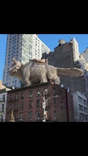 Flying Bison Over the Streets in a fake-out-of-home ad of Netflix