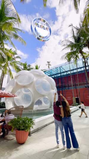 Logo Floats Above Miami Eye Dome in a fake-out-of-home ad of Miami Design District