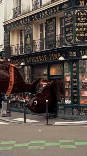 Chocolate Fish Swims at River in a fake-out-of-home ad of À La Mère de Famille