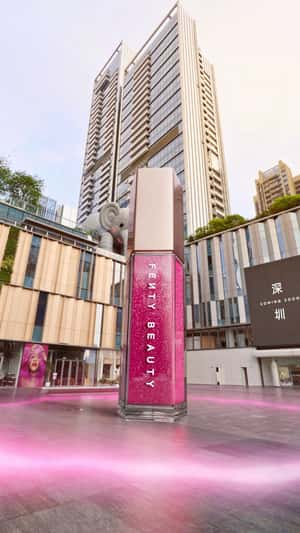 Lip Gloss Lands Like Space Rocket in a fake-out-of-home ad of Fenty Beauty