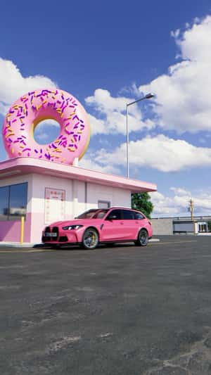 Car Trunk Loaded with Donuts in a fake-out-of-home ad of BMW