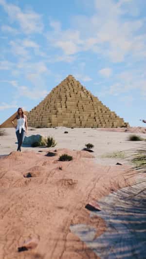 Coffee Pack Drops Near Pyramid in a fake-out-of-home ad of Bieder & Maier