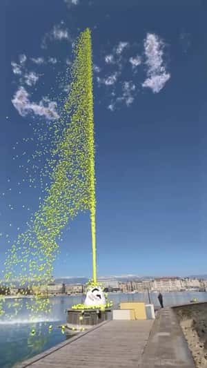 Water Jet Releases Tennis Balls in a fake-out-of-home ad of Gonet Geneva Open