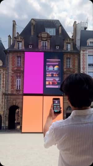 Giant InstaView MoodUp Refrigerator in fake-out-of-home ad of LG