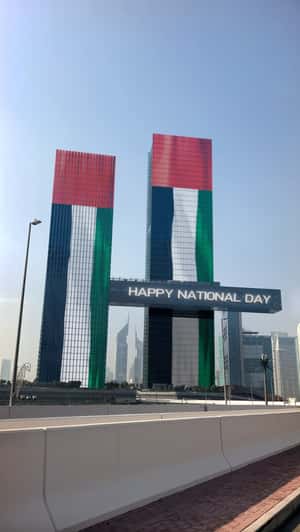 Tower Glass Windows Flip Displaying Flag in a fake-out-of-home ad of BrandDubai