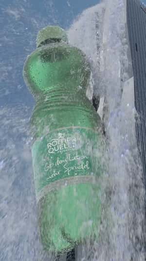 Waterfalls at a Building in fake-out-of-home ad of Römerquelle