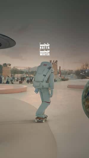 UFO Flying Above Shops in a fake-out-of-home ad of BrandDubai