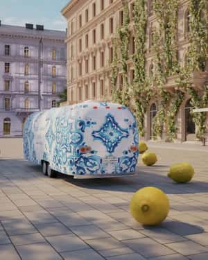 Lemon Branches Budding on Building in a fake-out-of-home ad of Dolce&Gabbana