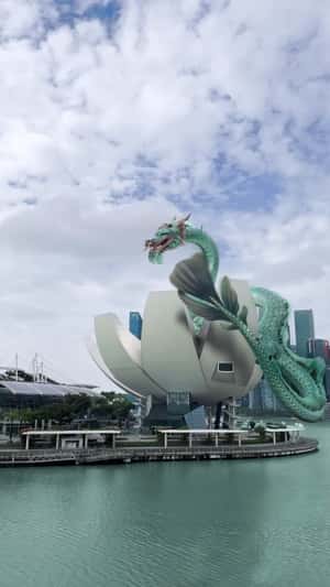 Dragon Soars in Singapore Skyline in a fake-out-of-home ad of Marina Bay Sands