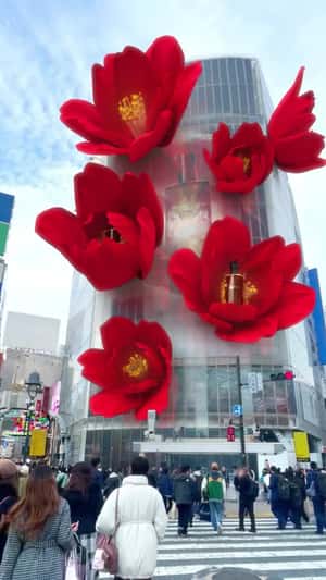 Cleansing oil display at Shibuya Crossing in fake-out-of-home ad of Shu Uemura