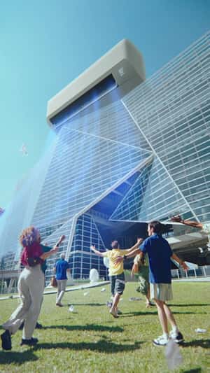 Air Conditioner Installed on Building in a fake-out-of-home ad of Samsung