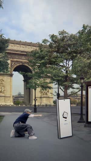 Flip Phone Breakdancing at Park in a fake-out-of-home ad of Samsung