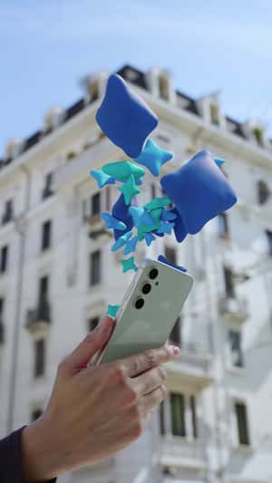 Star Icons Emerge from Gadgets in a fake-out-of-home ad of Samsung