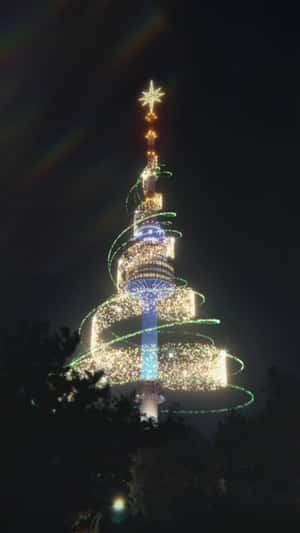 Tower Lights Up Like Christmas Tree in a fake-out-of-home ad of Samsung
