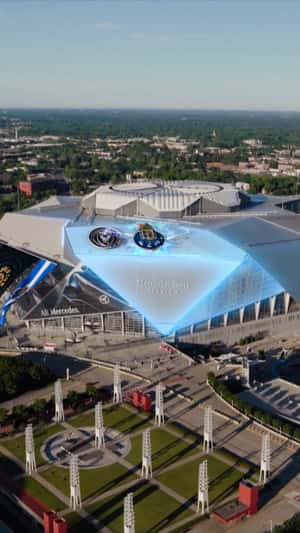 Emblem Lands on Stadium in a fake-out-of-home ad of FC Porto