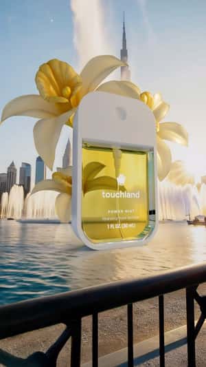Sanitizer Changes Color at Fountain in a fake-out-of-home ad of Sephora