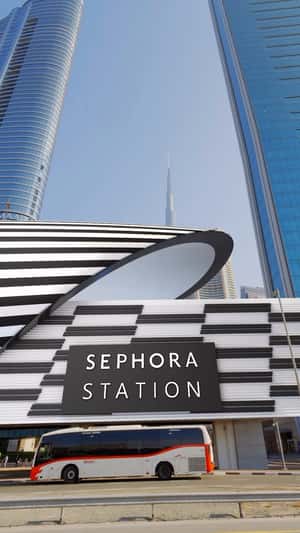 Black and White Strips Metro Station in a fake-out-of-home ad of Sephora